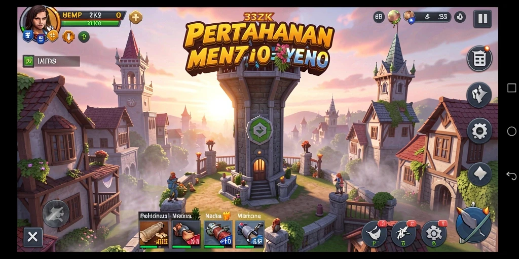 Gameplay 33ZK menampilkan pertahanan menara yang intens dan menantang.