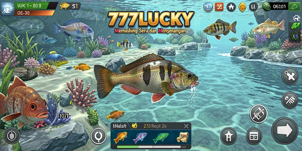Gameplay seru di 777LUCKY dengan memancing ikan besar.