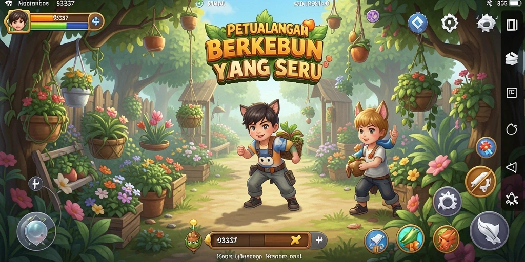 Tampilan gameplay seru di 93337 saat berkebun.