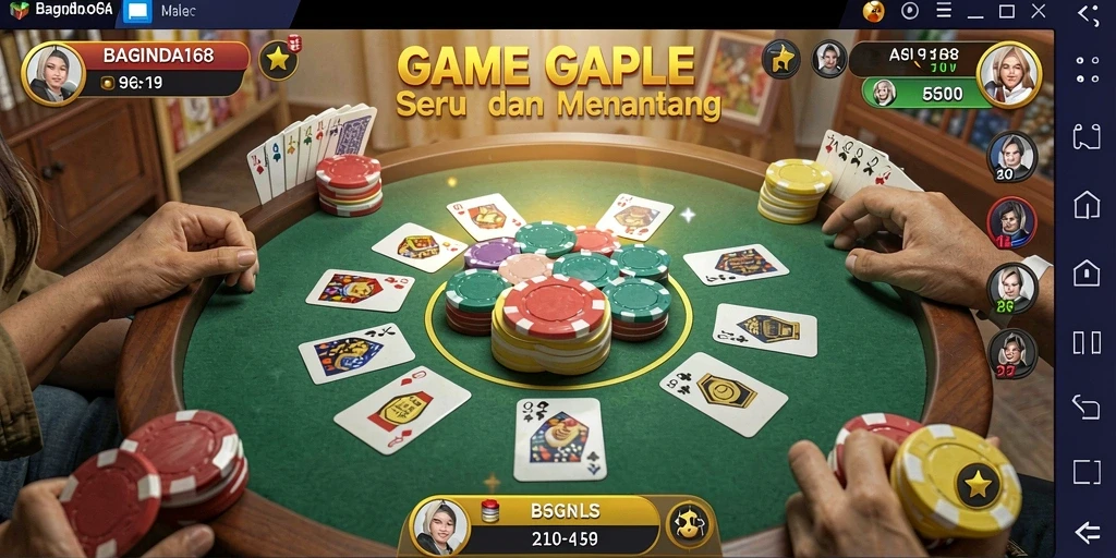 Tampilan gameplay seru dari BAGINDA168 menunjukkan keseruan bermain Gaple.