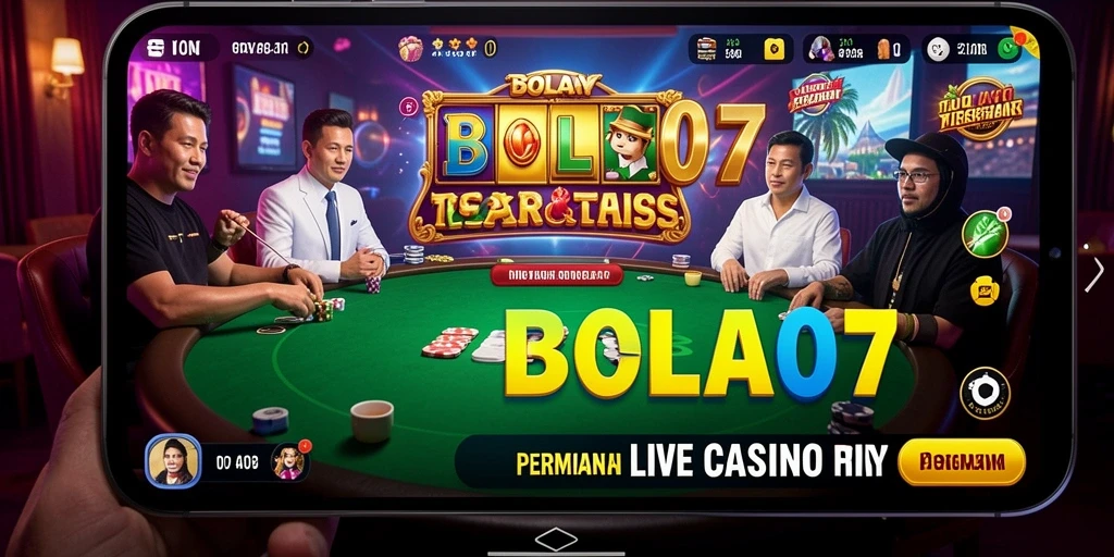 Screenshot gameplay BOLA07 menampilkan dealer langsung dan suasana kasino yang autentik.