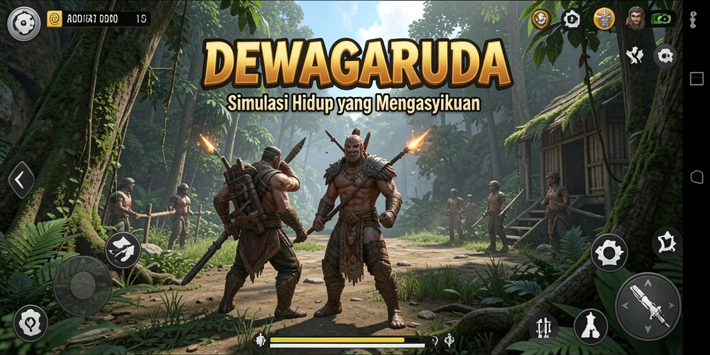 Screenshot utama DEWAGARUDA menampilkan gameplay simulasi yang menarik.