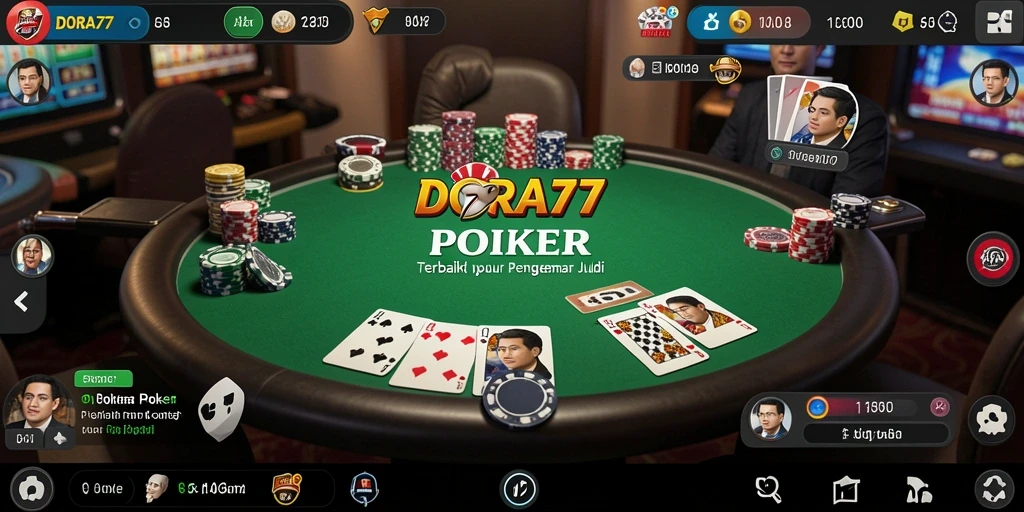 Tampilan gameplay DORA77 yang mendebarkan saat bermain poker.