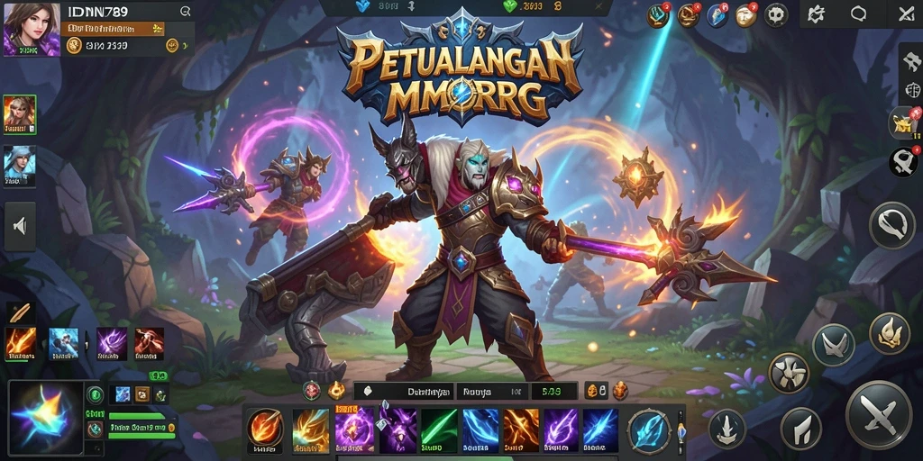 Tampilan gameplay epik dalam dunia MMORPG IDN789 yang memukau.