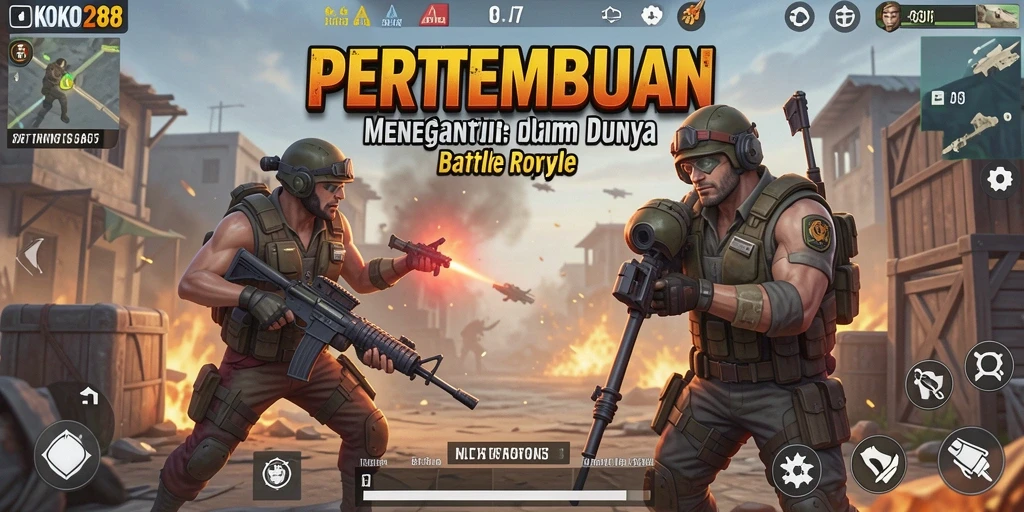Screenshot gameplay KOKO288 menampilkan pertempuran sengit di pulau.