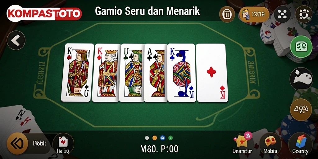 Screenshot utama KOMPASTOTO menampilkan gameplay Domino yang seru dan interaktif.