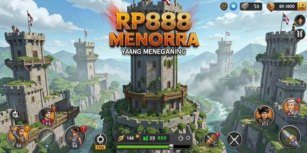 Tangkapan layar utama dari RP888 menampilkan aksi seru Tower Defense.