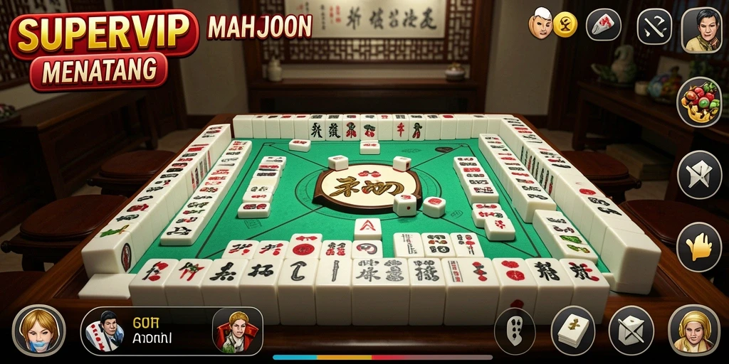 Tangkapan layar permainan SUPERVIP menampilkan keseruan permainan Mahjong.