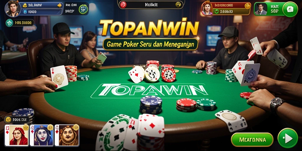 Tampilan gameplay Poker yang seru dan menarik di TOPANWIN.